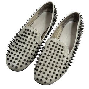 UNIF Hellraiser Loafers Size US 8 White Goth Grunge Spiked Metal Slip On Shoes